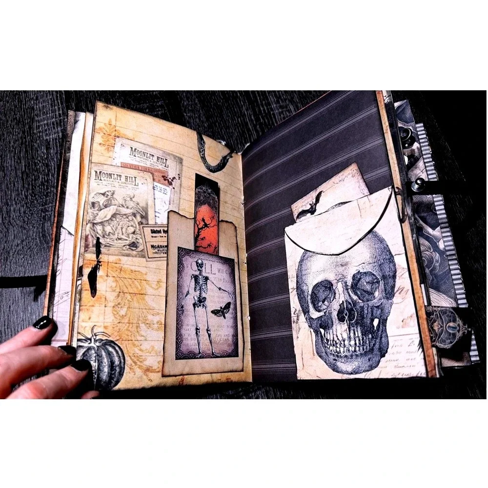 Handmade Gothic Skulls Junk Journal | Mixed‎ Media Art Book | 103 Pages